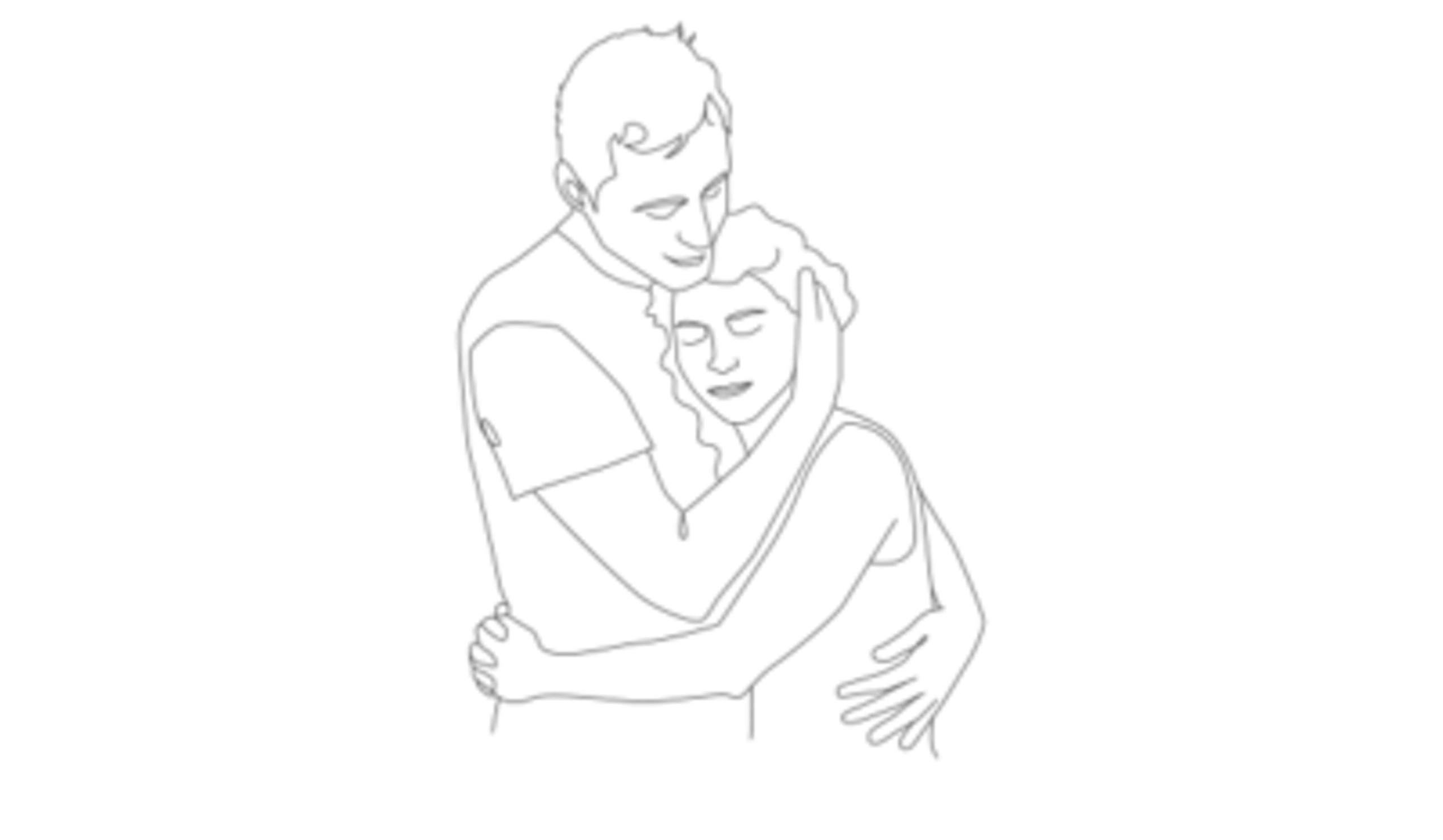 drawing of a couple hugging