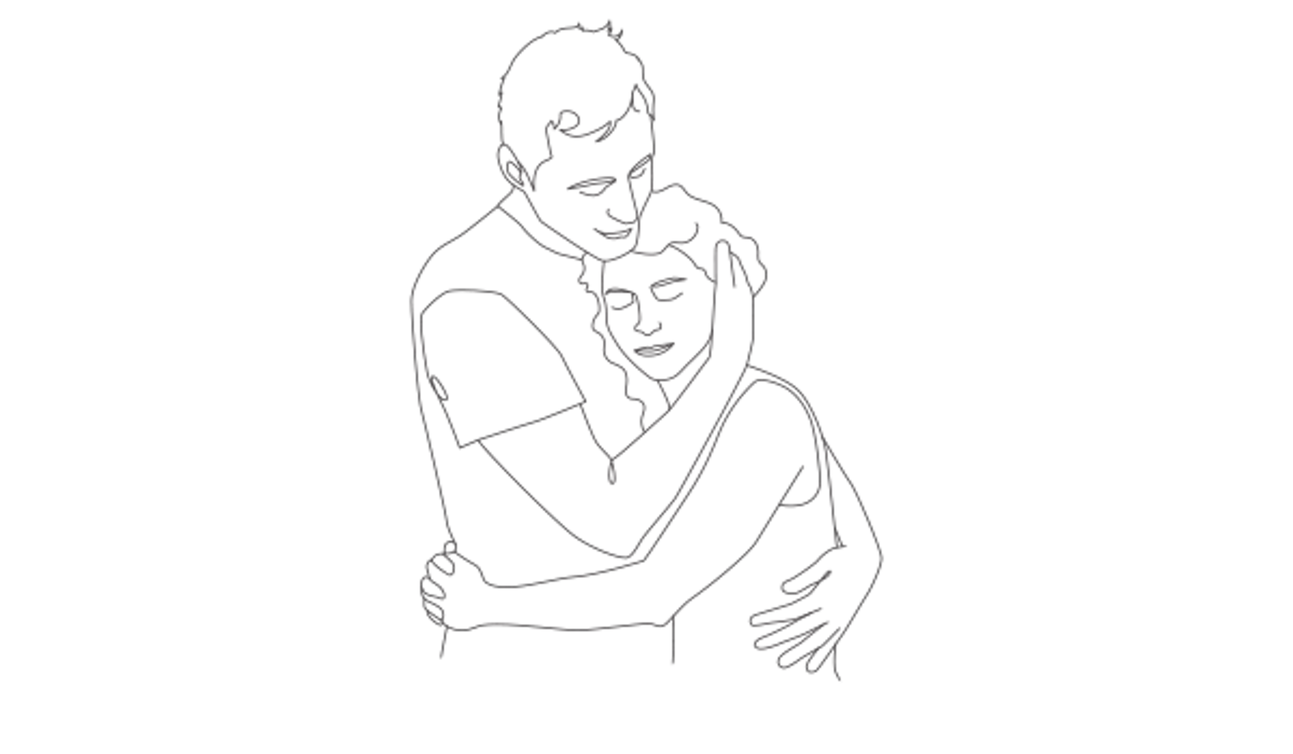 drawing of a couple hugging