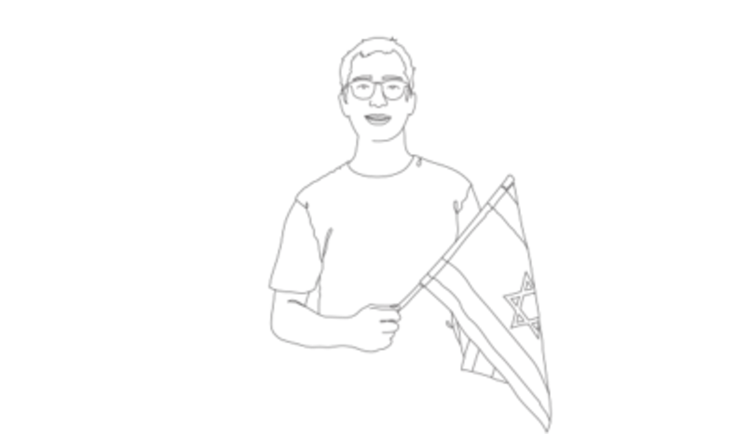 drawing of a man with an israeli flag