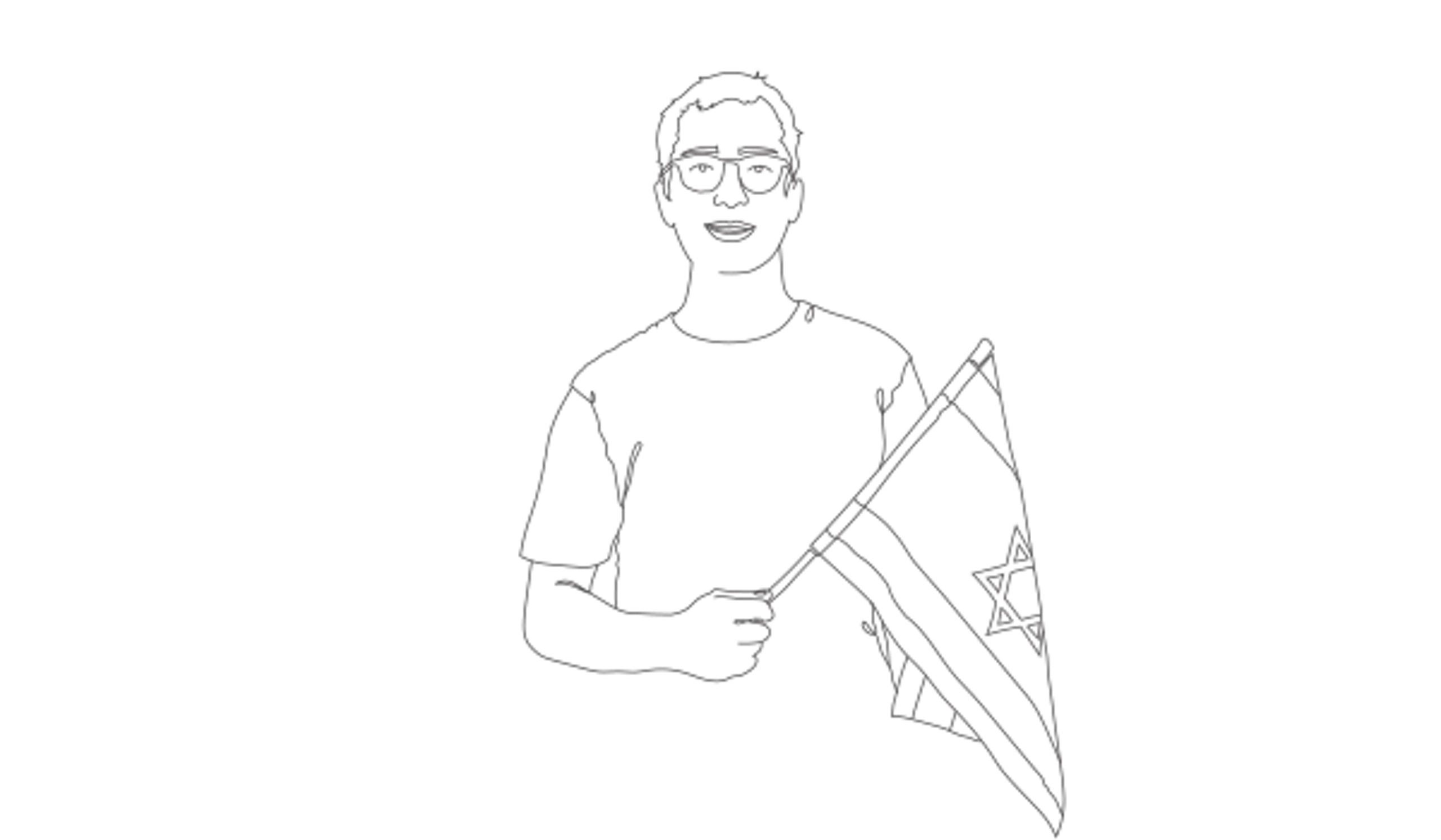 drawing of a man with an israeli flag