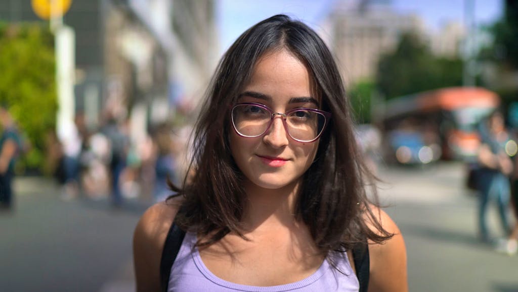 Young Jewish woman on the street