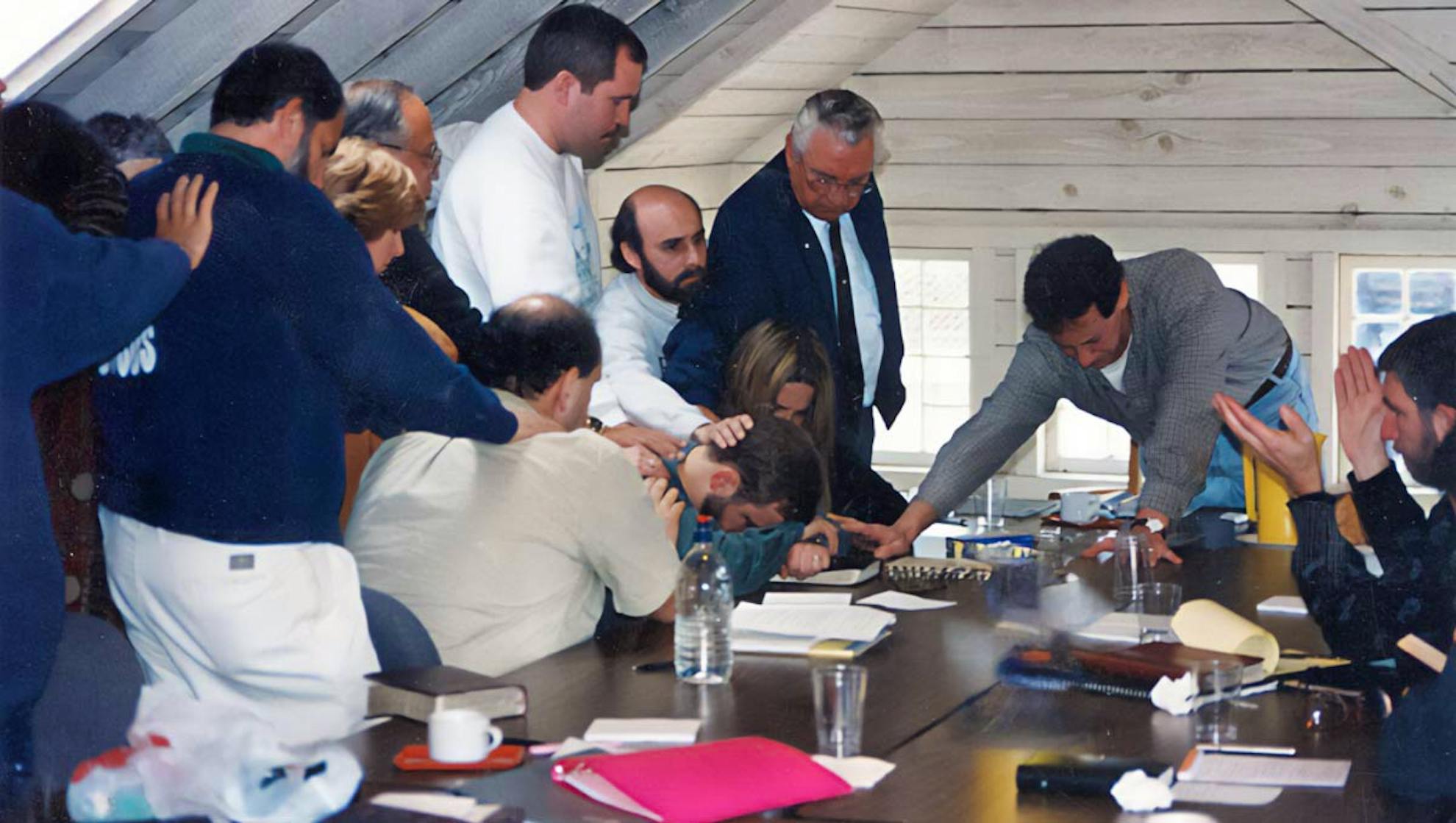 Prayers over David Brickner following his selection as Executive Director in 1996