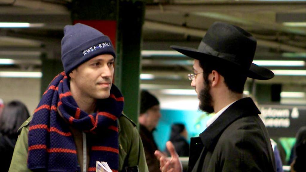 Missionary talking to Orthodox Jew