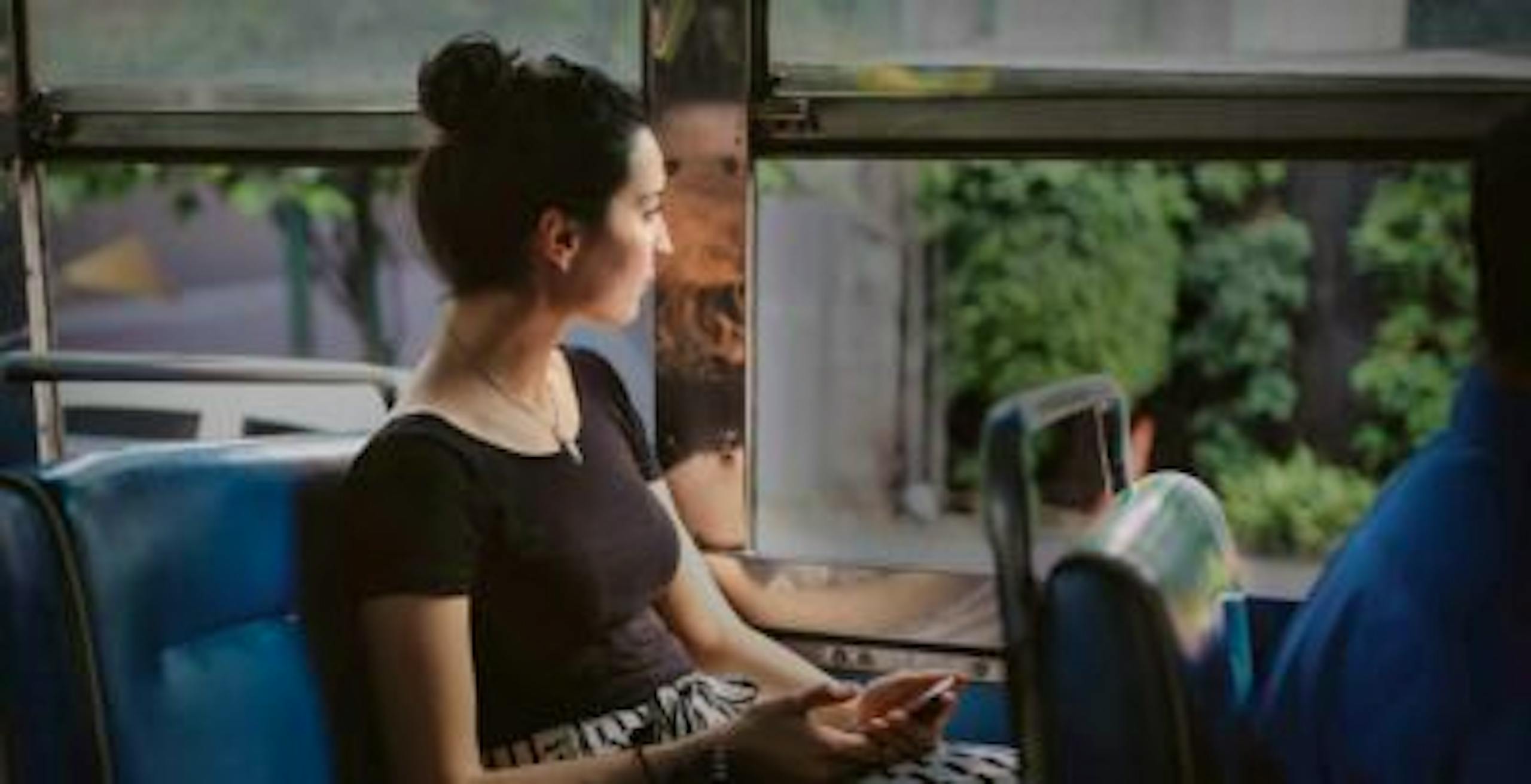 Young Jewish woman on a bus