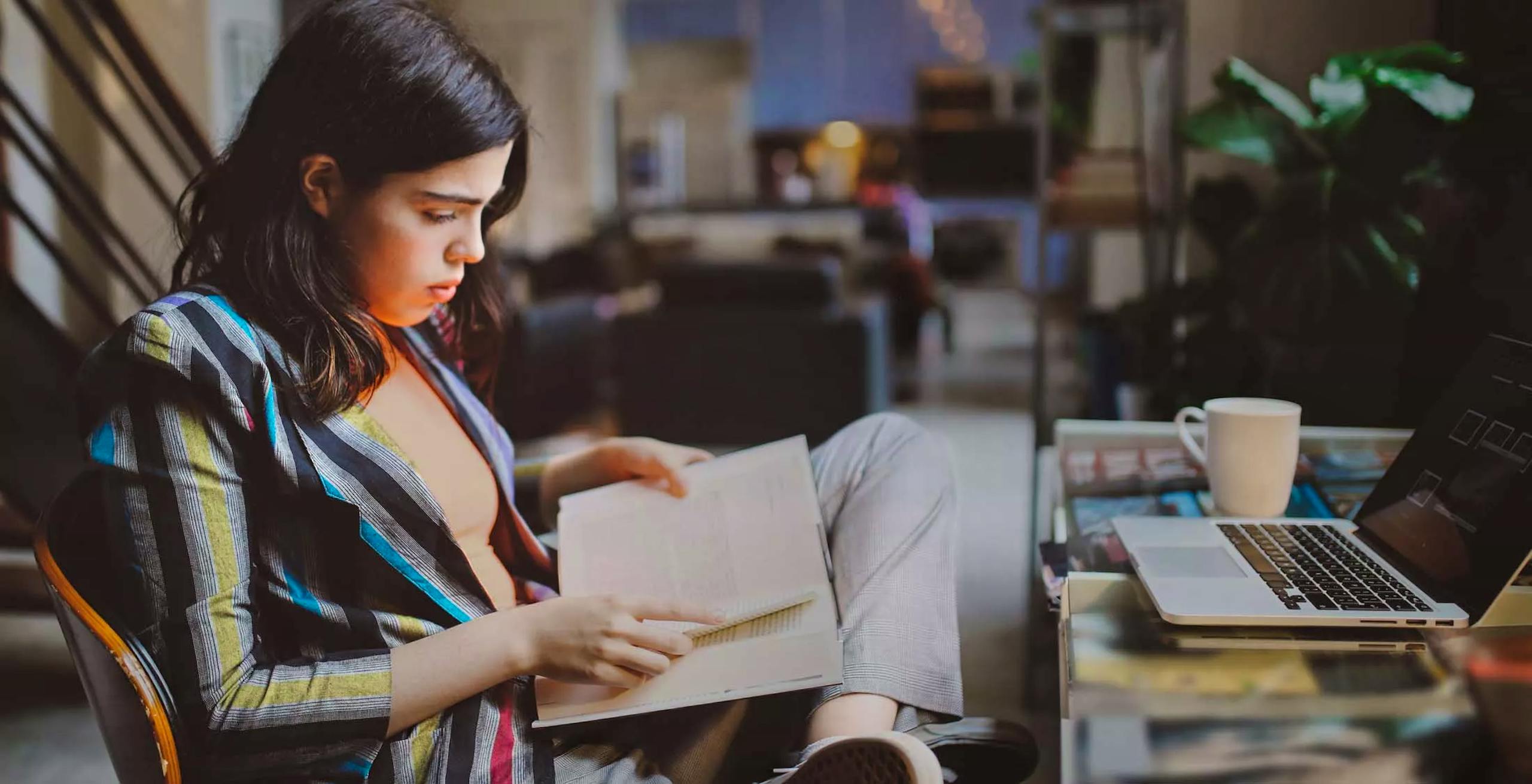 woman reading a book